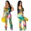 Boho Style Tropical Print Off Shoulder Ruffle Beach Rompers M8420
