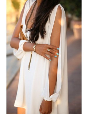 White Loose Party Dress M3882a
