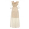 Net Yarn Flowers Wedding Bridal Long V-Neck Club Sexy Thin Dress CD1672
