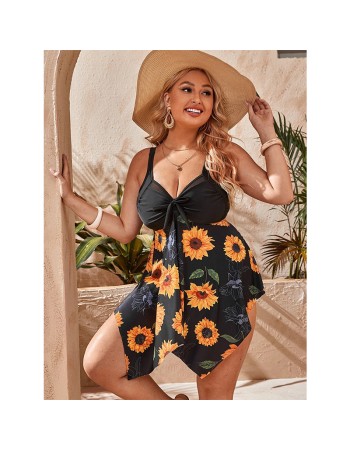Butterfly Flower Ladies Hollowed Out Bikini Three Piece Plus Size Swimsuit 20152