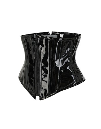 PU Zipper Waist Belt Sexy Leather Bustier Short Shapewear For Women Corset AM21983