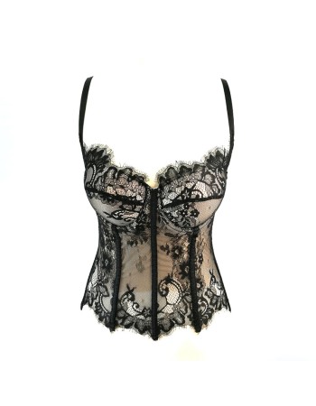 Black Lace Sexy Suspender Corset Slim Top Hollowed Out Chest Wrap KN8307