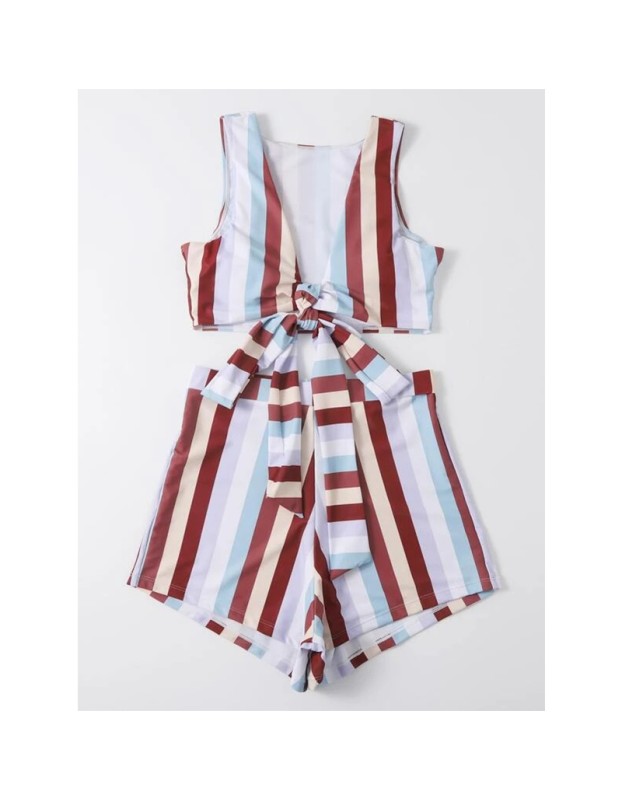 Flat Corner Young Girl Bikini Two Piece Plus Size Striped Women Bikini Sets S163