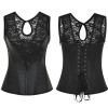 Sexy Lace Patchwork Leather Steampunk Corset Vest M1427