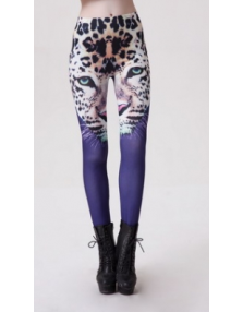 Leopard Head Print Blue Leggings M9099