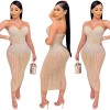 Mesh Club Sexy Diamond Encrusted Halter Womens Dresses X3805