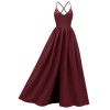 Sexy Backless Cross Slip Black Maxi Dresses Women Lady Elegant CD1686
