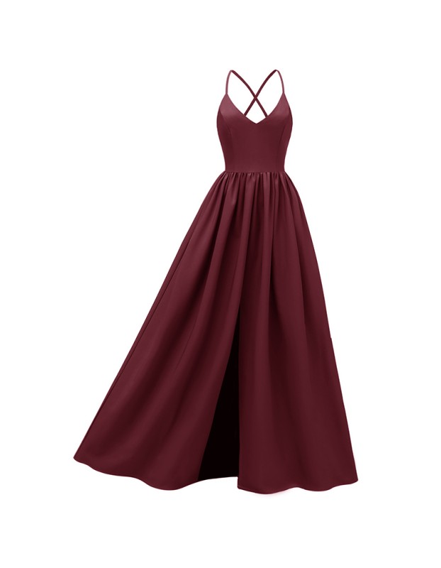 Sexy Backless Cross Slip Black Maxi Dresses Women Lady Elegant CD1686