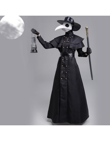 Halloween Adult Steampunk Style Plague Doctor Costume Bird Beak Mask Suit SM2011
