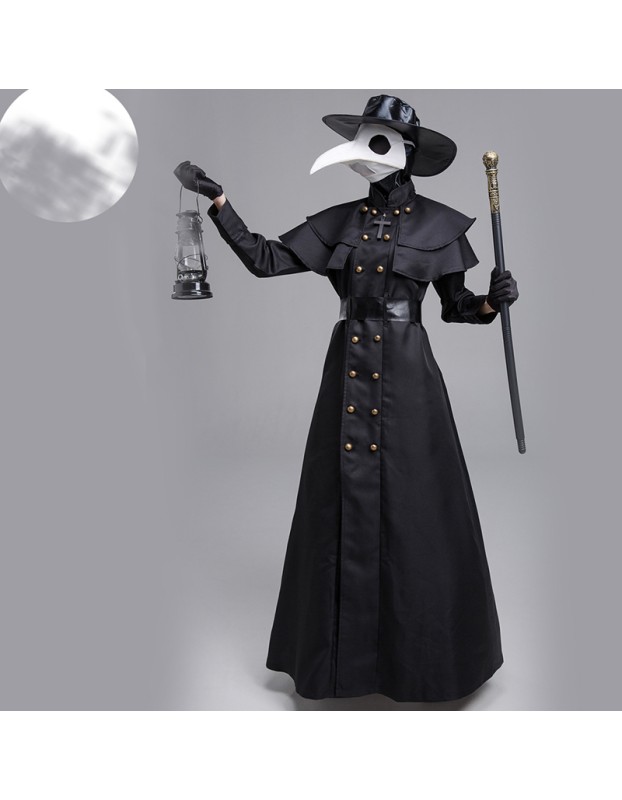 Halloween Adult Steampunk Style Plague Doctor Costume Bird Beak Mask Suit SM2011
