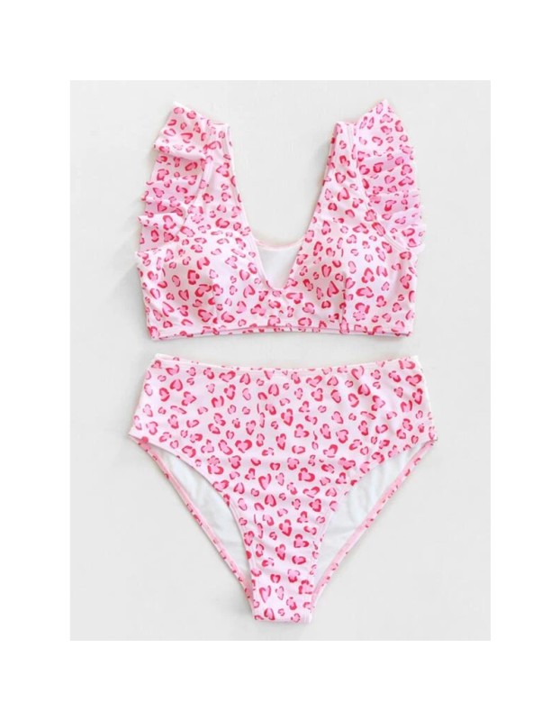 Leopard Print Bikini Swimsuit Set Sexy Fly Edge Bikini Women 1034