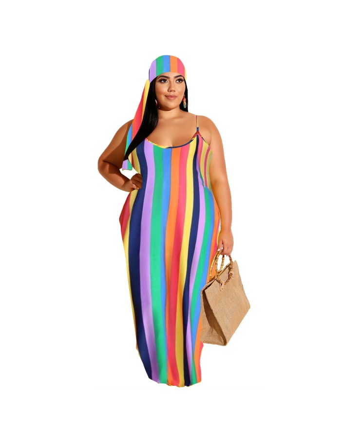 Plus Size Women's Casual Printed Sling Dress Fashion Dress M8622