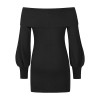 Sexy Bag Hip Black Strapless Lantern Long Sleeve Mini Ribbed Dress LQ171
