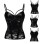 Women Black Leather Lace Patchwork Waist Trainer Corsets m1405