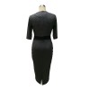 Semi-sleeved printed tight sexy high waist was thin ladies dress