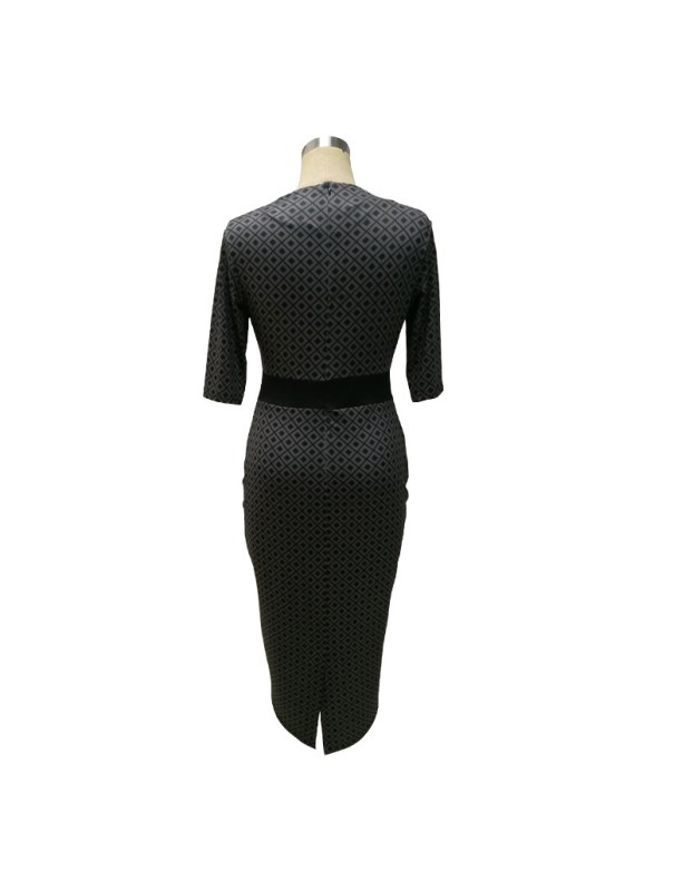 Semi-sleeved printed tight sexy high waist was thin ladies dress
