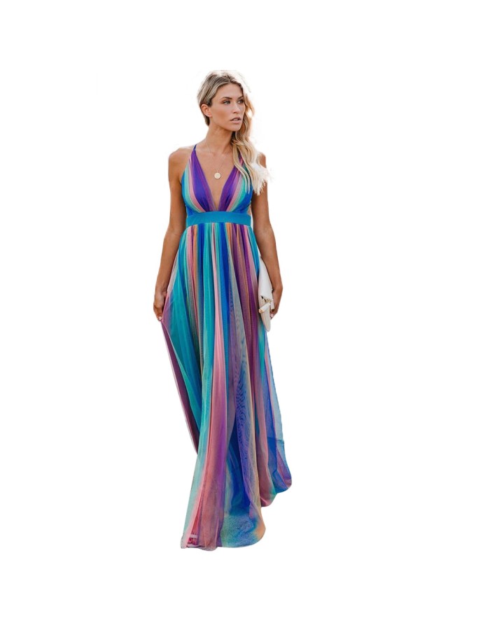 women's sexy halter strap chiffon dressM8360