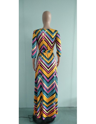 Sexy V-neck beautifully printed plus size and floor dress fashion women's clothing M8573