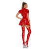 Women Sexy Shiny PVC Leather Nightclub Latex Pleated Mini Dress XX6392