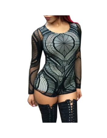 Black Lace Hollow Out Romper M30061
