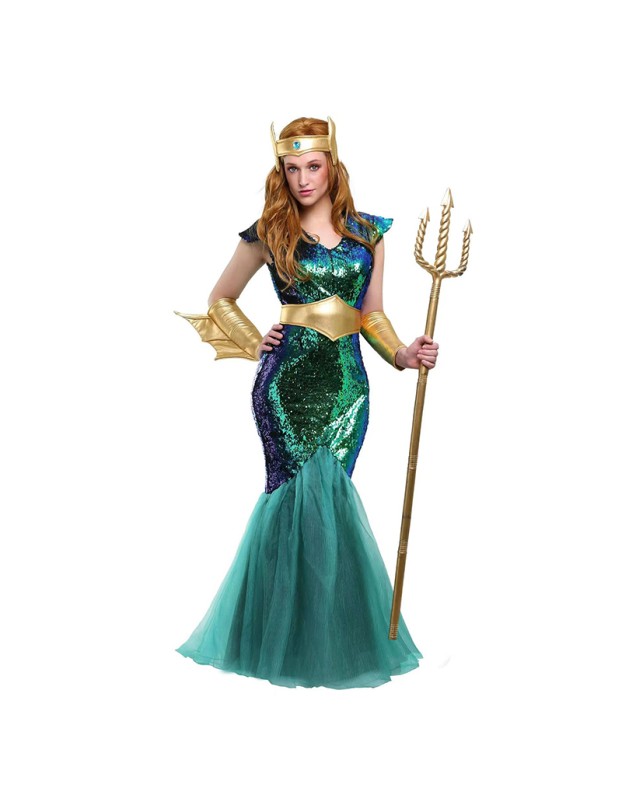Ancient Greek Sea God Mermaid Dress Up Table Couples Stage Costumes SM20127