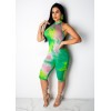 Sleeveless women skinny print jumpsuit m8387