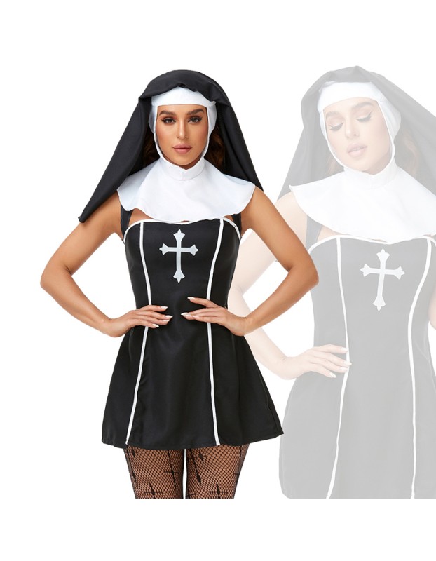 Halloween Virgin Mary Nun Costume Priest Cosplay Dance Costume DL2031