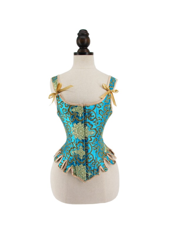 Sexy Steampunk Vinatge Jacquard Underbust Shoulder Straps Steel Boned Corset WK2209