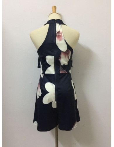 Floral Print Playsuit  Halter Floral Print Playsuit M8105
