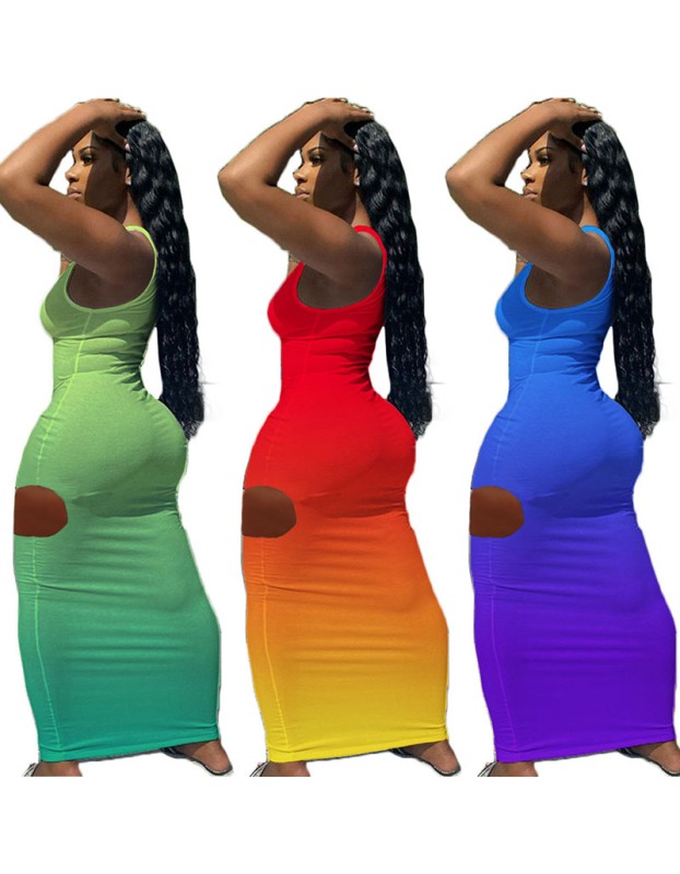 Slim Sexy Gradient Fashion Women Maxi Dresses M056