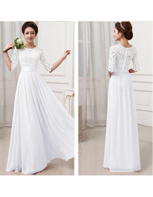 White Fashion Show Long Evening Dress M2311a