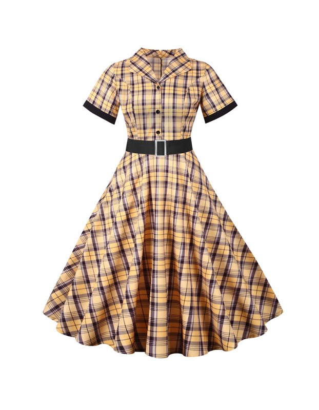 Formal Elegant Plus Size Dress With Belt Suit Vintage Dresses JY15033
