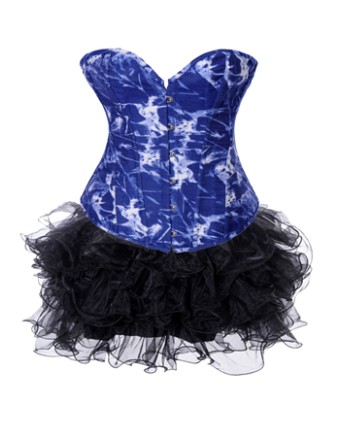 fancy camouflage jean blue corset with skirt m1979