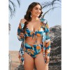 Long Sleeve Sexy Women Bikini Printed Mesh Casual Suit Swimwear 603
