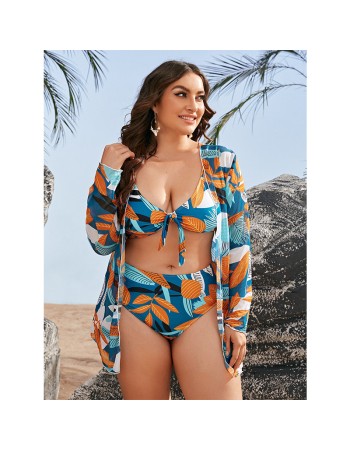 Long Sleeve Sexy Women Bikini Printed Mesh Casual Suit Swimwear 603