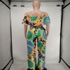 Summer Women Boho Casual Loose Ruffle Off Shoulder Jumpsuit M8605
