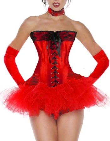 red newest corset with bubble skirt m1807D