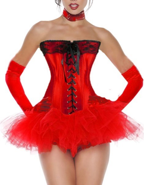 red newest corset with bubble skirt m1807D