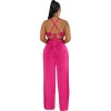 Women's Halter Cross-Strap Solid Color Wide-Leg Pants Two Piece Set 9428