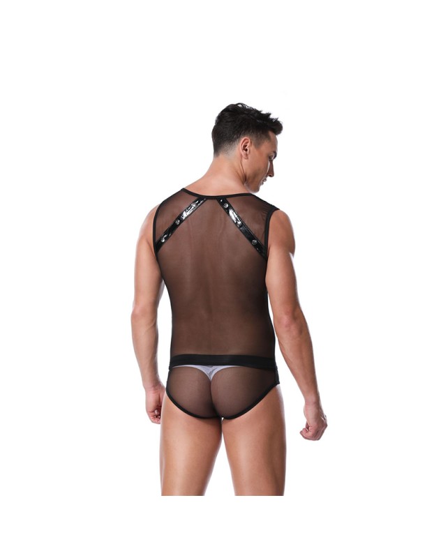 Pole Dancing Black Mesh See Through Bodysuit Men Erotic Costumes 20203