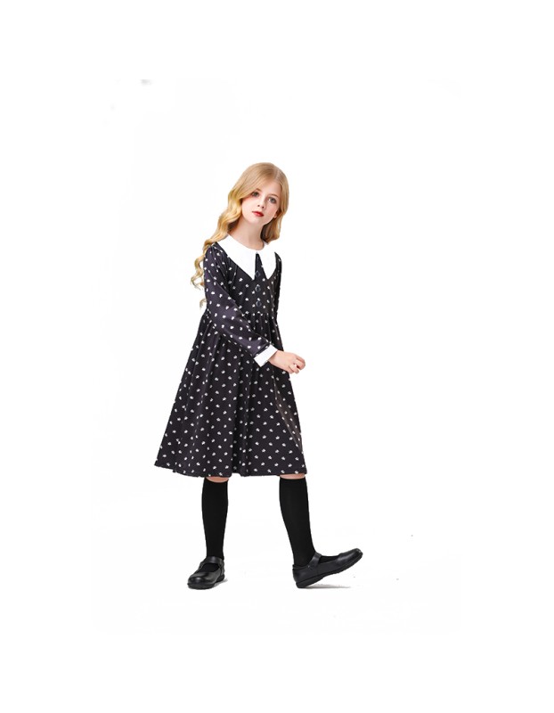Girl Addams Family Costume Wednesday Addams Black Dress Cosplay Costume YM5820