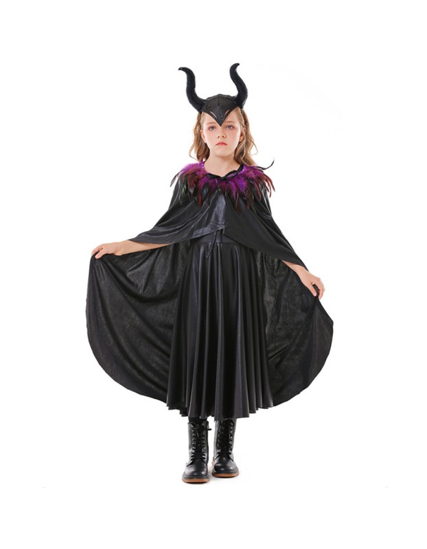 Cosplay Evil Queen Disfraces Halloween Witch Gown Girls Dress Kids Costume M40769