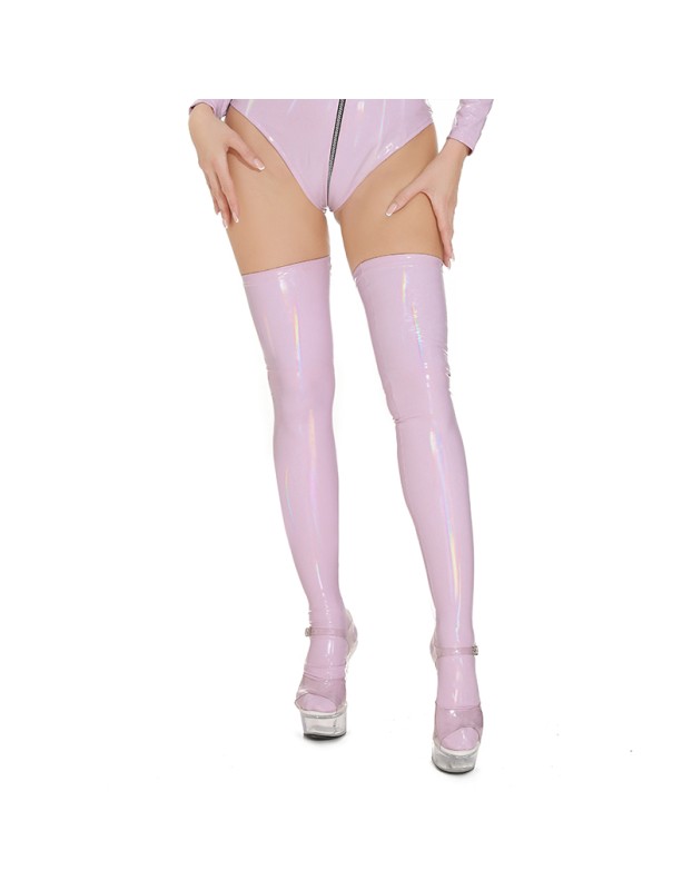 Sex Underwear Shiny Patent Thigh Leather Adult Women Black Socks XX6915