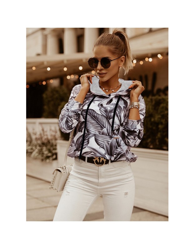 Coat Jacket Floral Print Long-Sleeved Pullover Casual Women Hoodies Fashionable LQ156