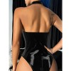 Sexy Hollow Fishing Net One Piece Patent Leather Underwear Temptation Wholesale YSF514