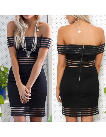 Black Off-shoulder Mini Dress M30004