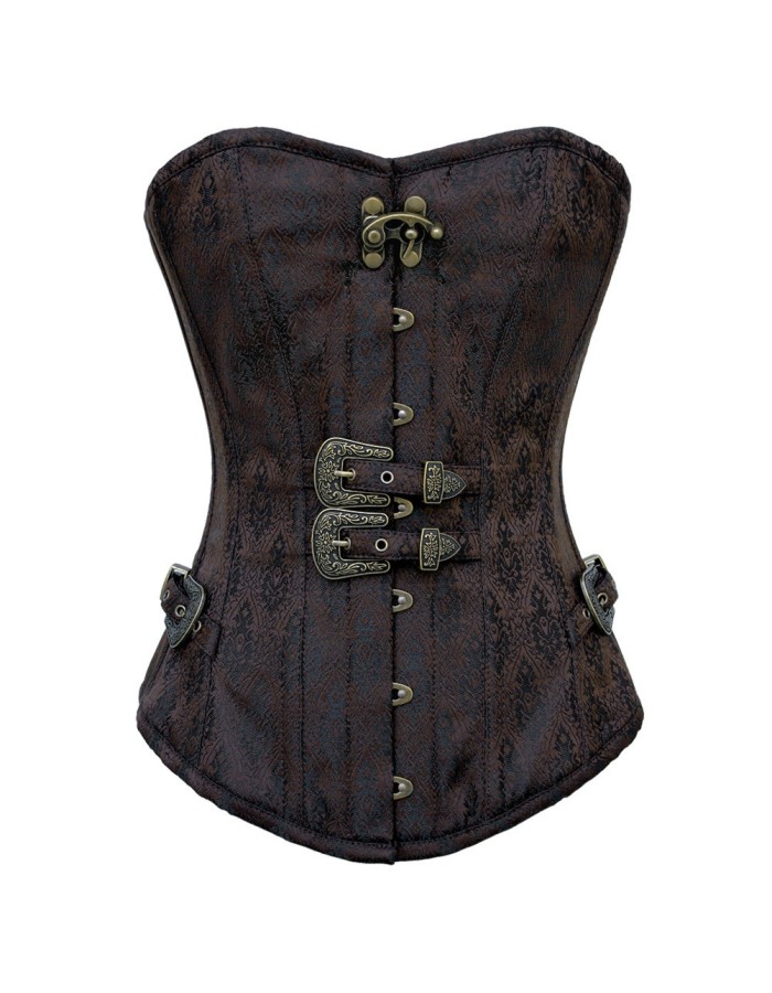 Steampunk corset Iron button overbust corset m1381