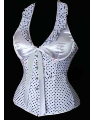 Black with White Polka Dots Overbust Corset