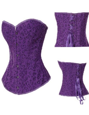 heart pattern purple satin corset m1850