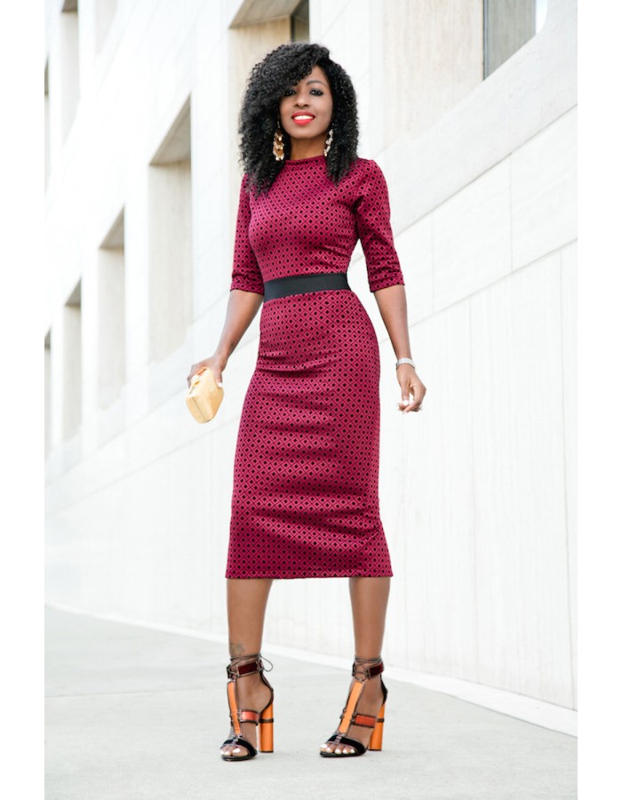 Semi-sleeved printed tight sexy high waist was thin ladies dress